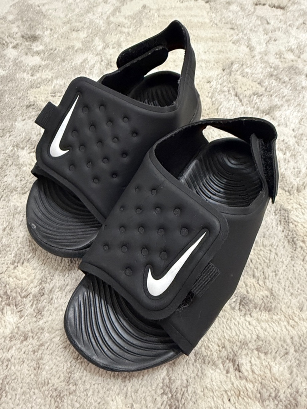 Nike Black Slide Sandals with White Swoosh